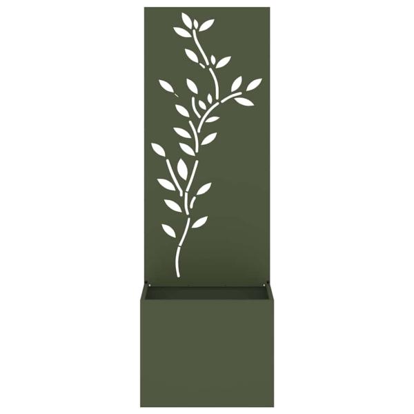 Blumentopf mit dekorativem Paneel Olivgrün 50 x 140 cm