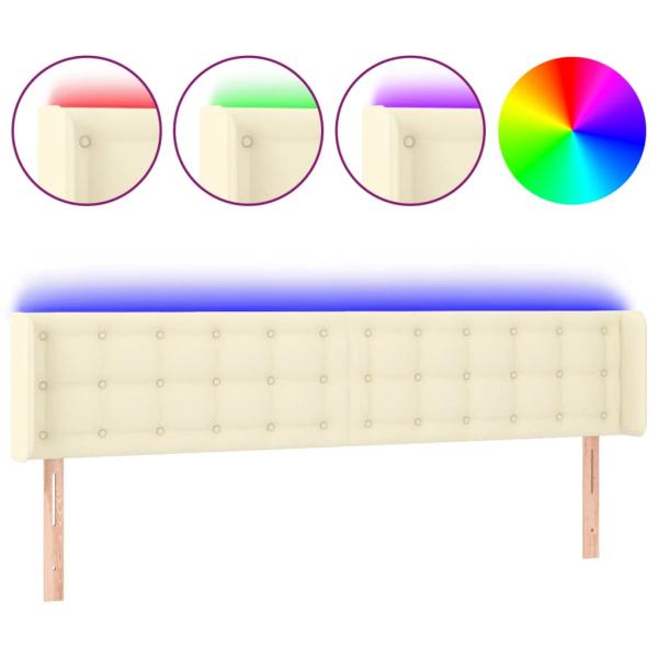 LED Kopfteil Creme 183x16x78/88 cm Kunstleder
