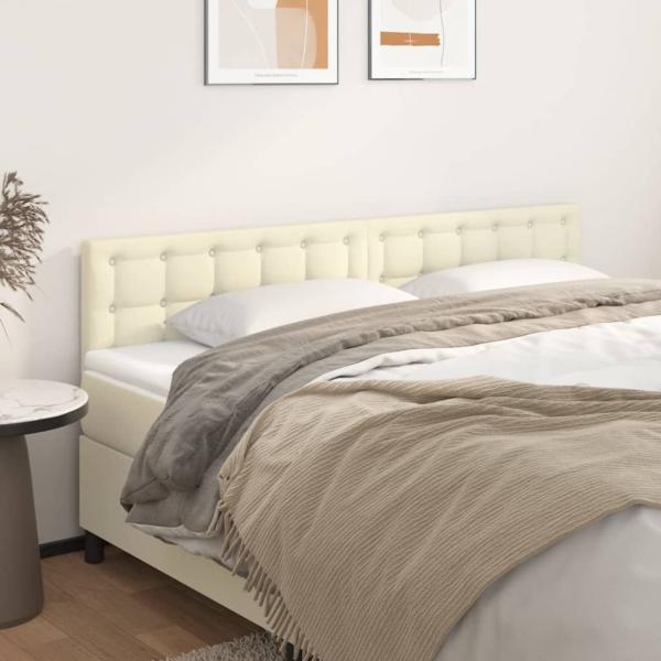 ARDEBO.de - Kopfteile 2 Stk. Creme 90x5x78/88 cm Kunstleder