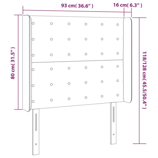 LED Kopfteil Creme 93x16x118/128 cm Kunstleder