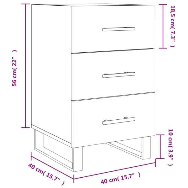 Nachttisch Grau Sonoma 40x40x66 cm Holzwerkstoff