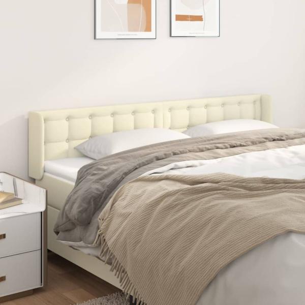 ARDEBO.de - Kopfteil mit Ohren Creme 183x16x78/88 cm Kunstleder