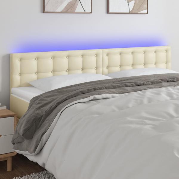 ARDEBO.de - LED Kopfteil Creme 180x5x78/88 cm Kunstleder