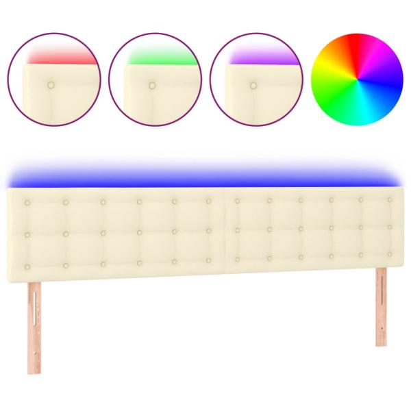 LED Kopfteil Creme 180x5x78/88 cm Kunstleder