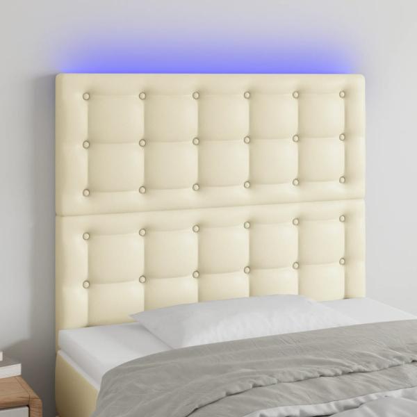 ARDEBO.de - LED Kopfteil Creme 90x5x118/128 cm Kunstleder