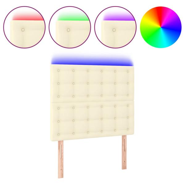 LED Kopfteil Creme 90x5x118/128 cm Kunstleder
