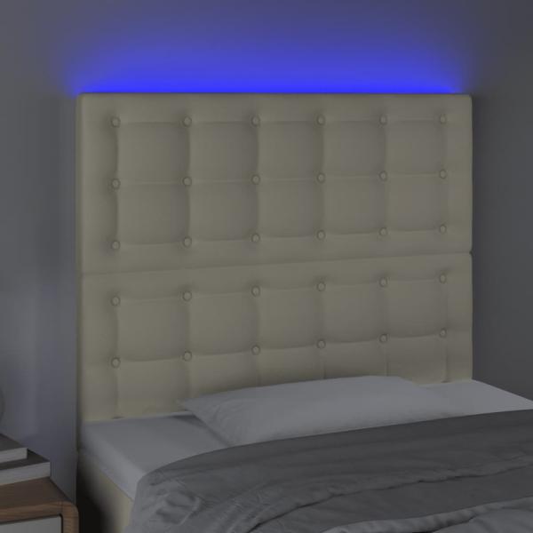 LED Kopfteil Creme 90x5x118/128 cm Kunstleder