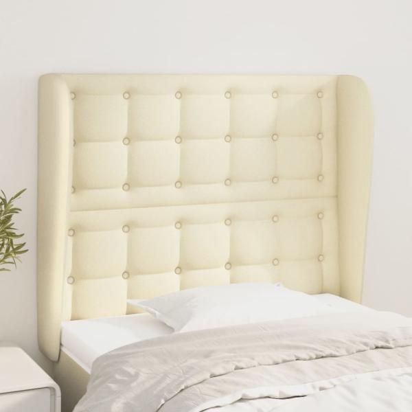 ARDEBO.de - Kopfteil mit Ohren Creme 93x23x118/128 cm Kunstleder