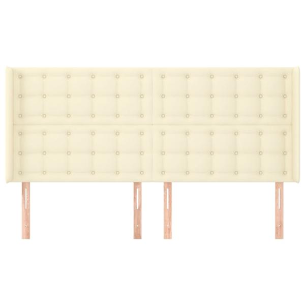 Kopfteil mit Ohren Creme 183x16x118/128 cm Kunstleder