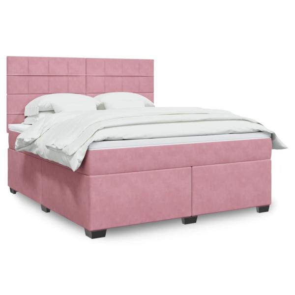 ARDEBO.de - Boxspringbett mit Matratze Rosa 180x200 cm Samt