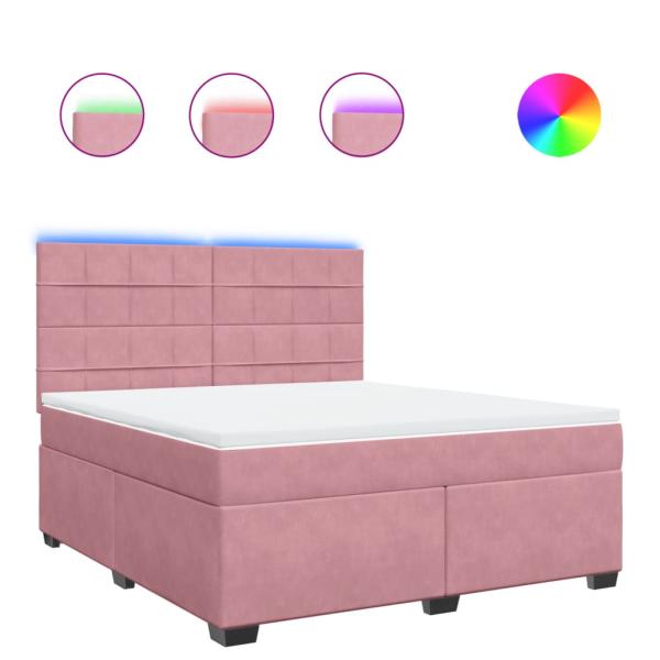 Boxspringbett mit Matratze Rosa 180x200 cm Samt