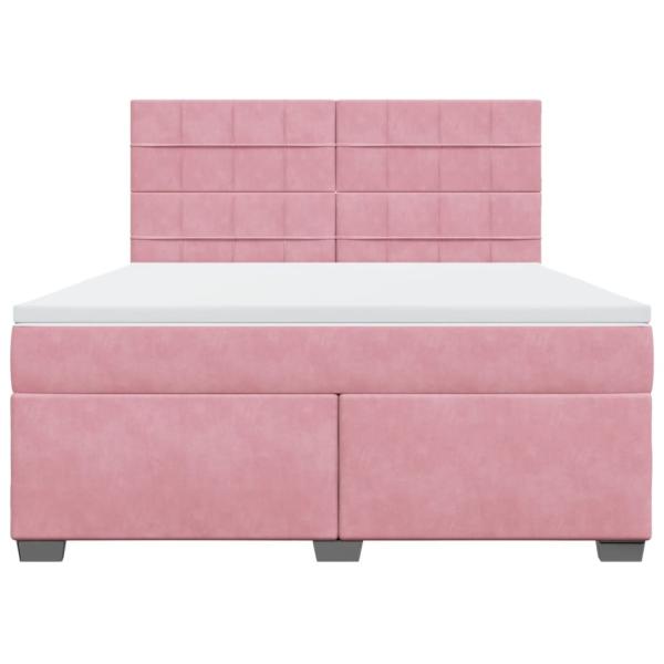 Boxspringbett mit Matratze Rosa 180x200 cm Samt