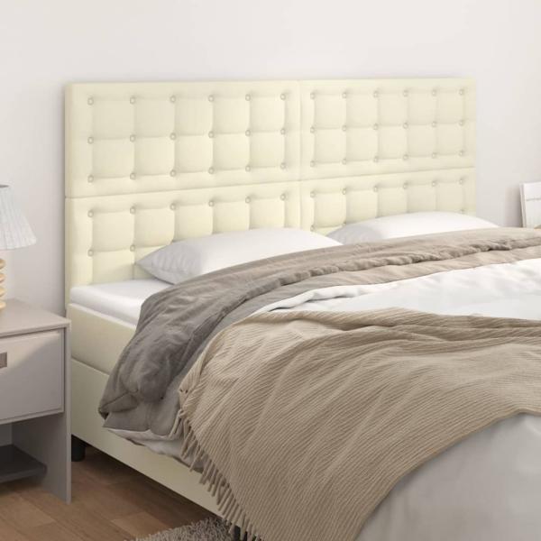 ARDEBO.de - Kopfteile 4 Stk. Creme 90x5x78/88 cm Kunstleder