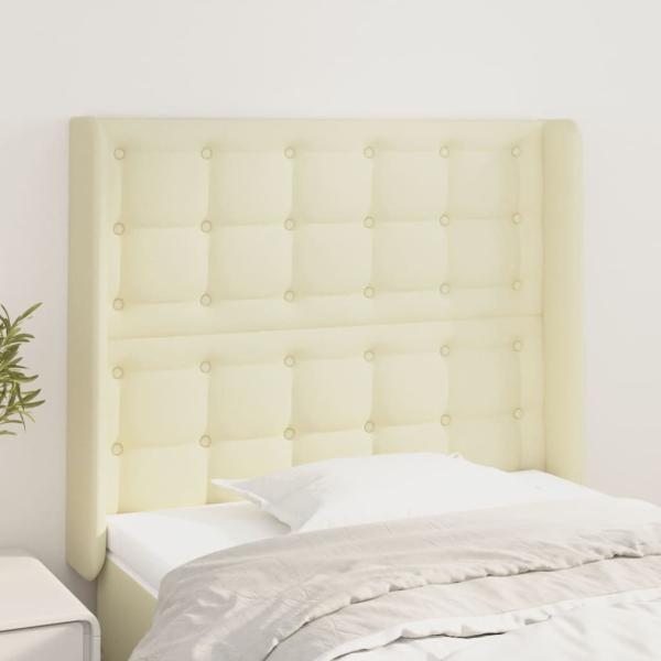 ARDEBO.de - Kopfteil mit Ohren Creme 93x16x118/128 cm Kunstleder