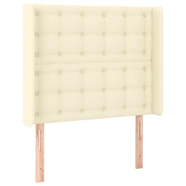 Kopfteil mit Ohren Creme 93x16x118/128 cm Kunstleder
