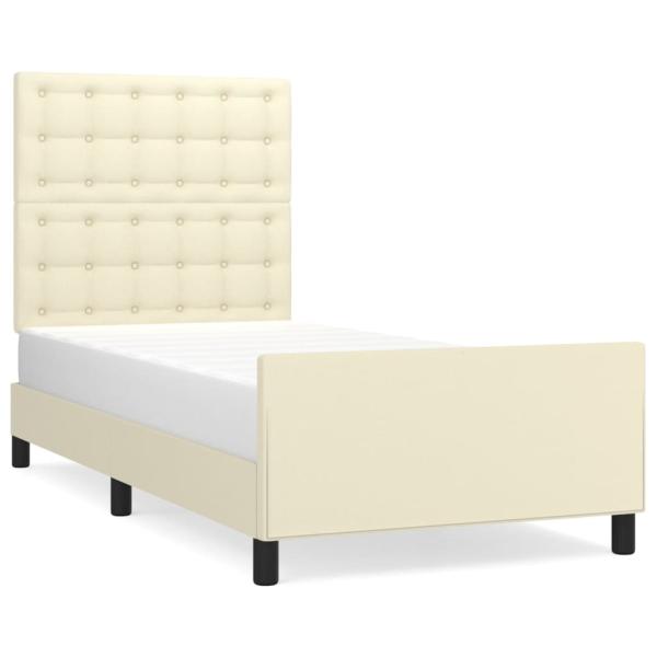 Bettgestell mit Kopfteil Creme 90x200 cm Kunstleder