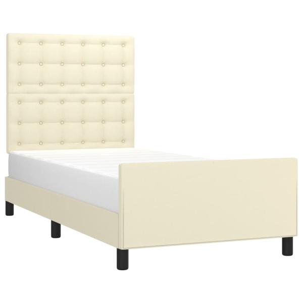 Bettgestell mit Kopfteil Creme 90x200 cm Kunstleder