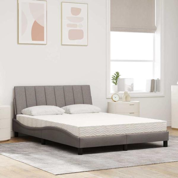 Bett mit Matratze "Hanko" Taupe 120x200 cm Stoff