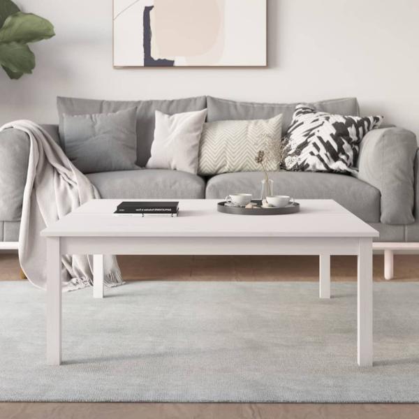 ARDEBO.de - Couchtisch Weiß 100x100x40 cm Massivholz Kiefer