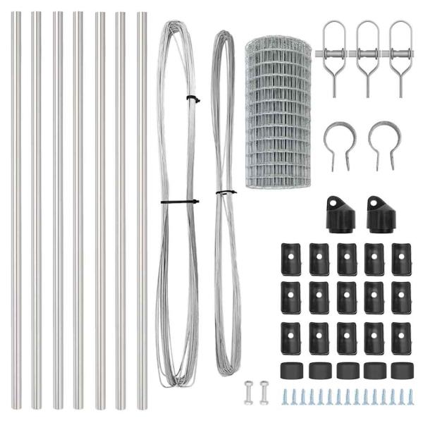 Zaun mit Pfosten Grau 0,4 x 25 m