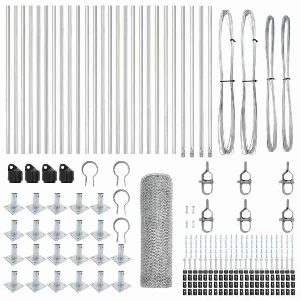 Zaun mit Pfosten Silber 1 x 50 m PVC-beschichteter Stahl