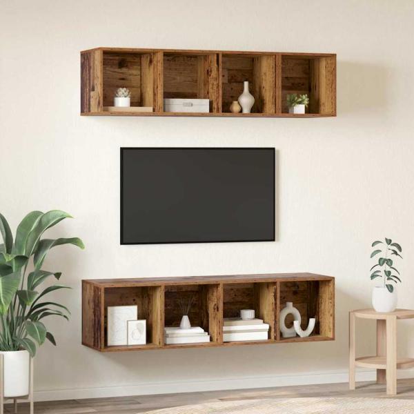 TV-Schrank Set mit Regal mit Speicher 3 pcs Altholz Holzwerkstoff