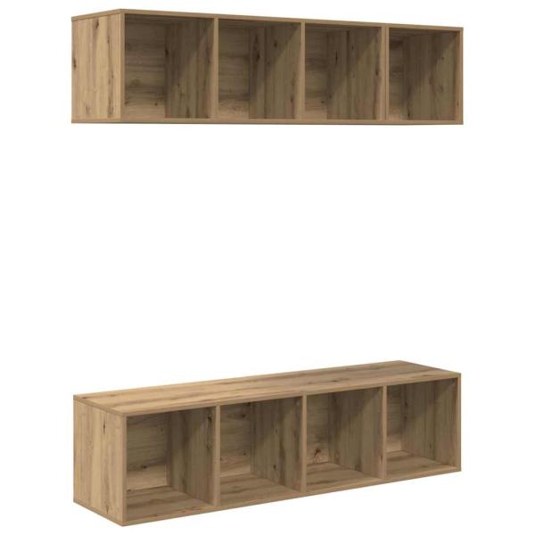 TV-Schrank Set mit Regal 3 pcs Eiche handwerklich Holzwerkstoff