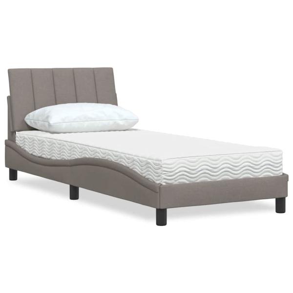 ARDEBO.de - Bett mit Matratze "Hanko" Taupe 90x200 cm Stoff