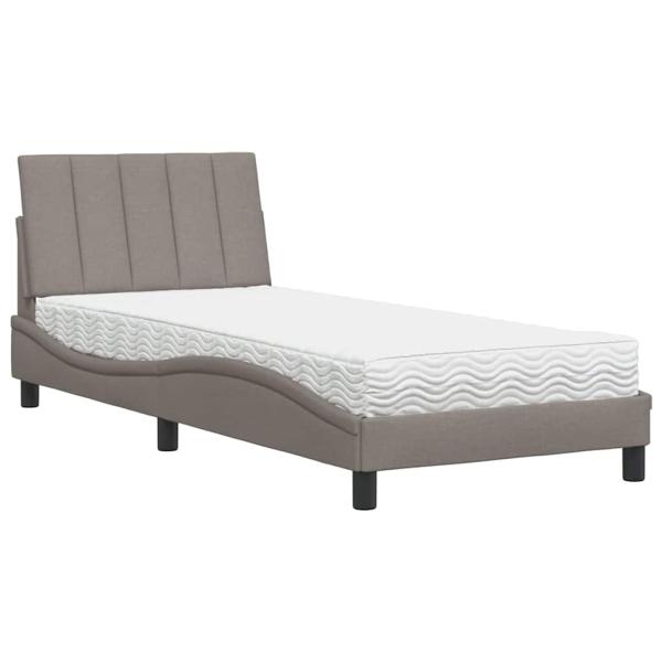 Bett mit Matratze "Hanko" Taupe 90x200 cm Stoff