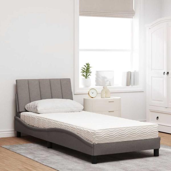 Bett mit Matratze "Hanko" Taupe 90x200 cm Stoff