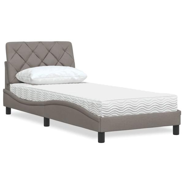 ARDEBO.de - Bett mit Matratze Taupe 90x200 cm Stoff