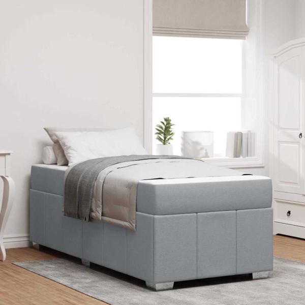 ARDEBO.de - Bettgestell Hellgrau 90 x 190 cm Stoff