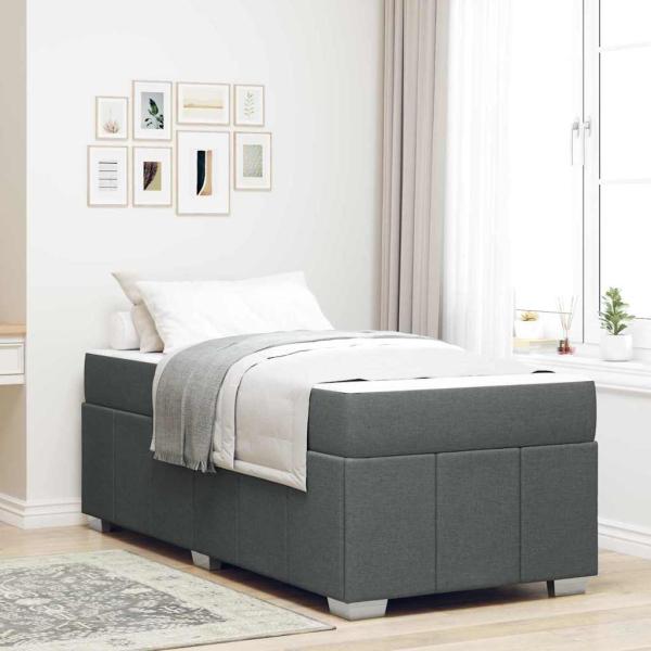 ARDEBO.de - Bettgestell Dunkelgrau 100 x 200 cm Stoff