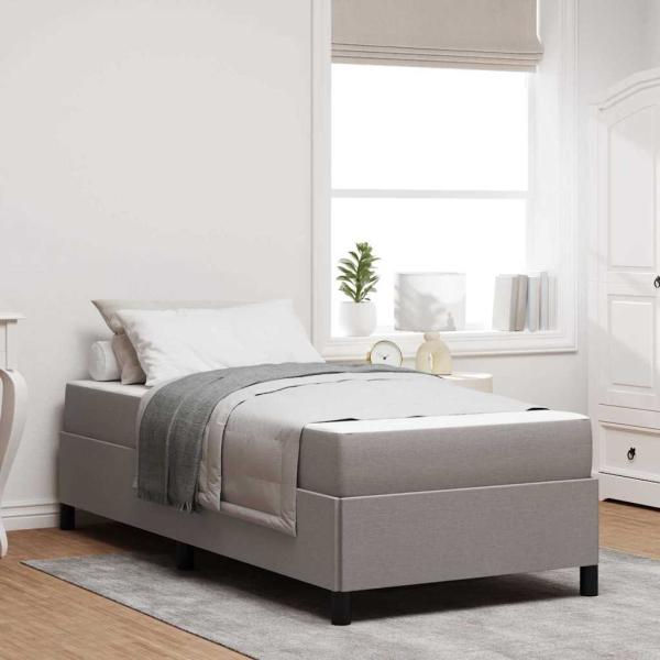 ARDEBO.de - Boxspringbett Taupe, Schwarz 90 x 190 cm Stoff, Ingenieurholz