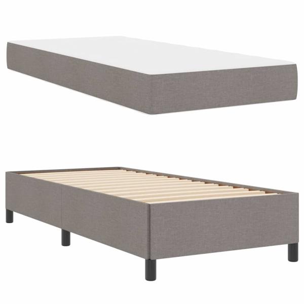 Boxspringbett Taupe, Schwarz 90 x 190 cm Stoff, Ingenieurholz