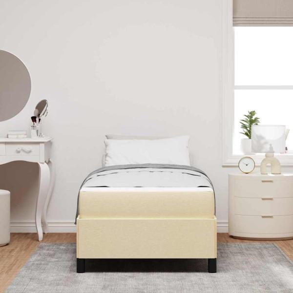 Boxspringbett Creme, Schwarz 90 x 200 cm Stoff, Ingenieurholz