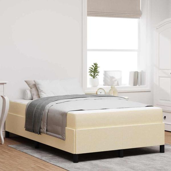 ARDEBO.de - Boxspringbett Creme, Schwarz 120 x 200 cm Stoff, Ingenieurholz