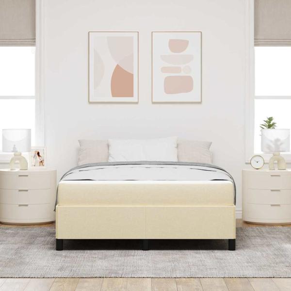 Boxspringbett Creme, Schwarz 140 x 190 cm Stoff, Ingenieurholz