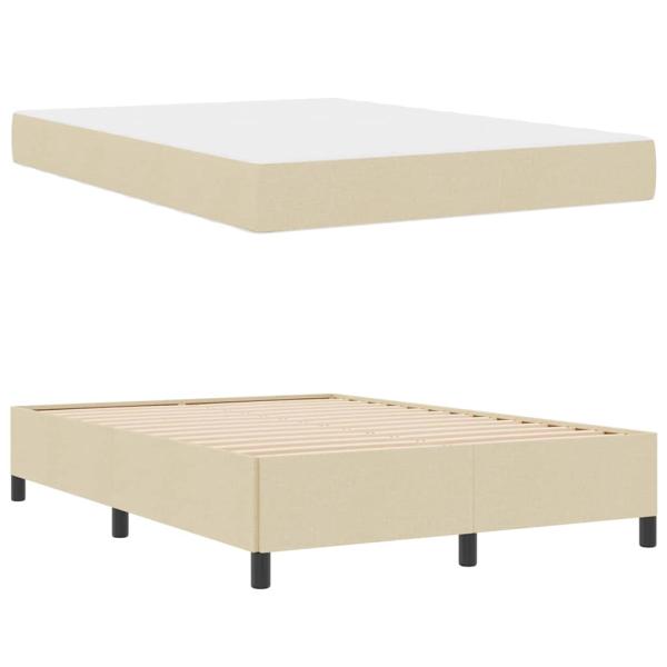 Boxspringbett Creme, Schwarz 140 x 190 cm Stoff, Ingenieurholz