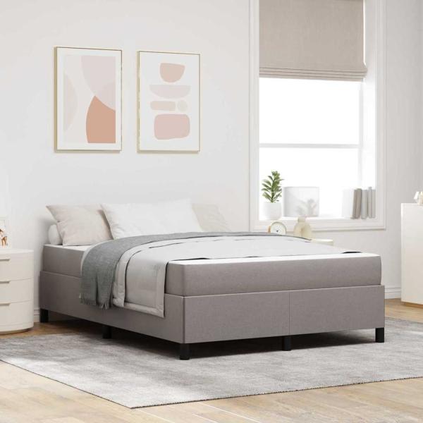 ARDEBO.de - Boxspringbett Taupe, Schwarz 160 x 200 cm Stoff, Ingenieurholz