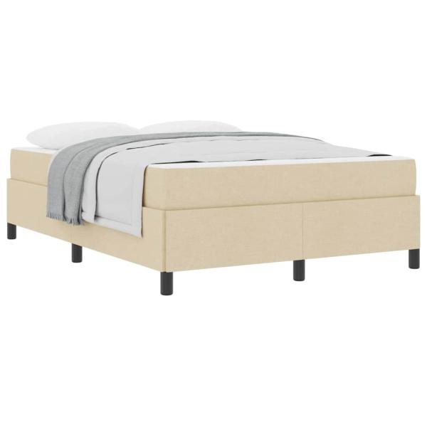 Boxspringbett Creme, Schwarz 160 x 200 cm Stoff, Ingenieurholz