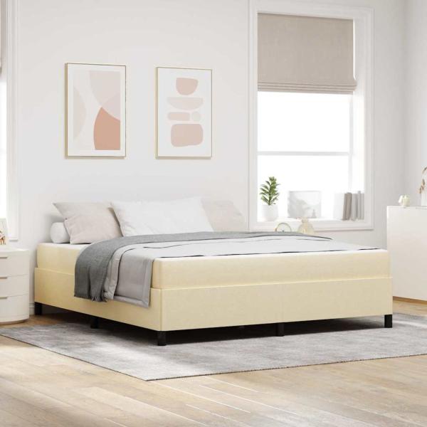 ARDEBO.de - Boxspringbett Creme, Schwarz 180 x 200 cm Stoff, Ingenieurholz