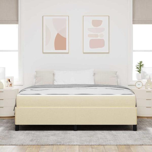 Boxspringbett Creme, Schwarz 180 x 200 cm Stoff, Ingenieurholz