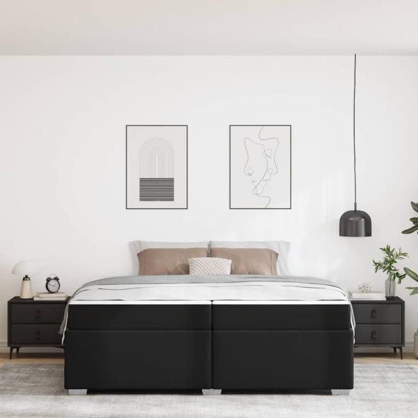 Bettgestell Sonstiges Schwarz 200 x 200 cm Kunstleder