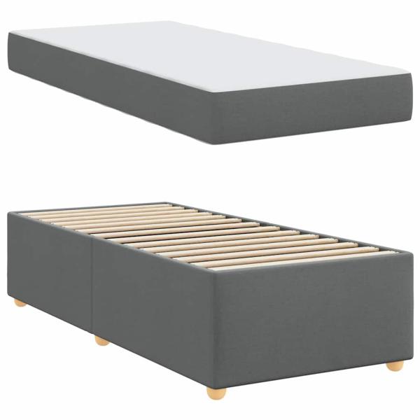 Bettgestell mit Matratze Sonstiges Dunkelgrau 90 x 190 cm Stoff