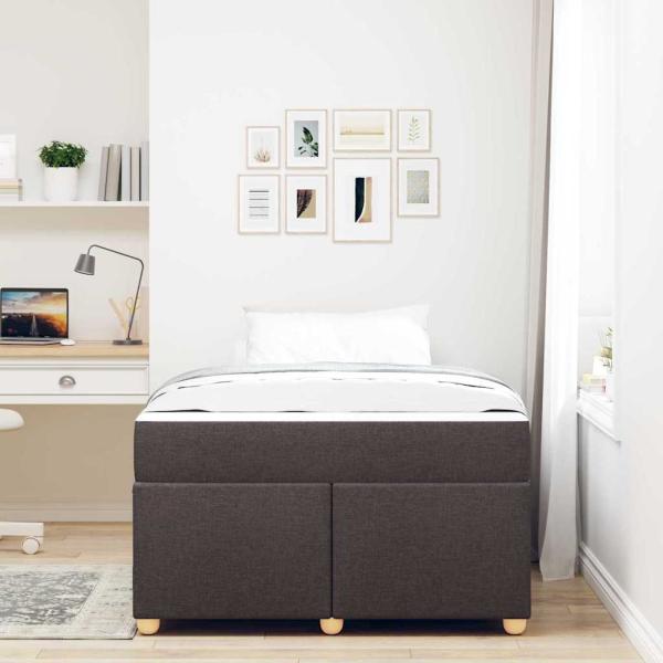 Bettgestell mit Matratze Dunkelbraun 120 x 190 cm Stoff