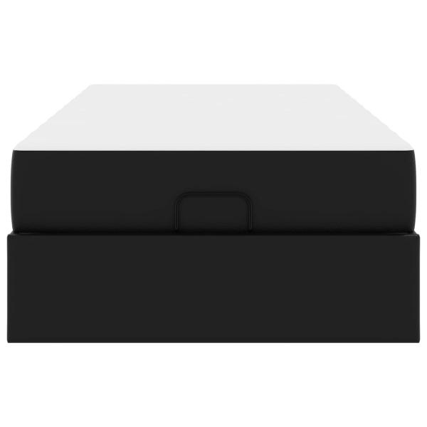 Bettgestell mit Matratze Schwarz 90 x 200 cm Kunstleder