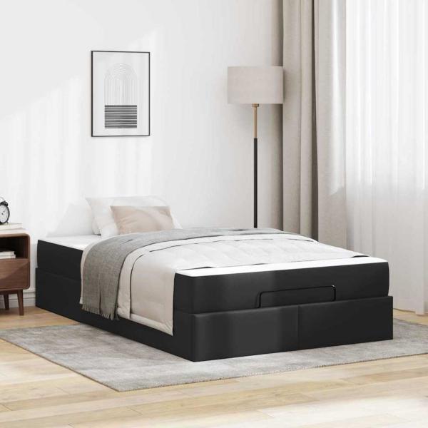 ARDEBO.de - Bettgestell mit Matratze Schwarz 120 x 190 cm Kunstleder