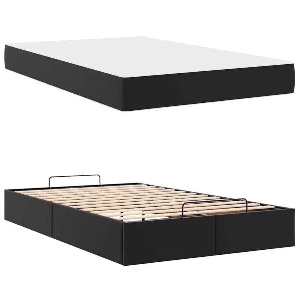 Bettgestell mit Matratze Schwarz 120 x 190 cm Kunstleder