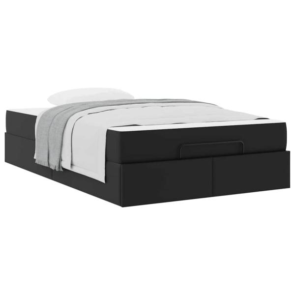 Bettgestell mit Matratze Schwarz 120 x 200 cm Kunstleder
